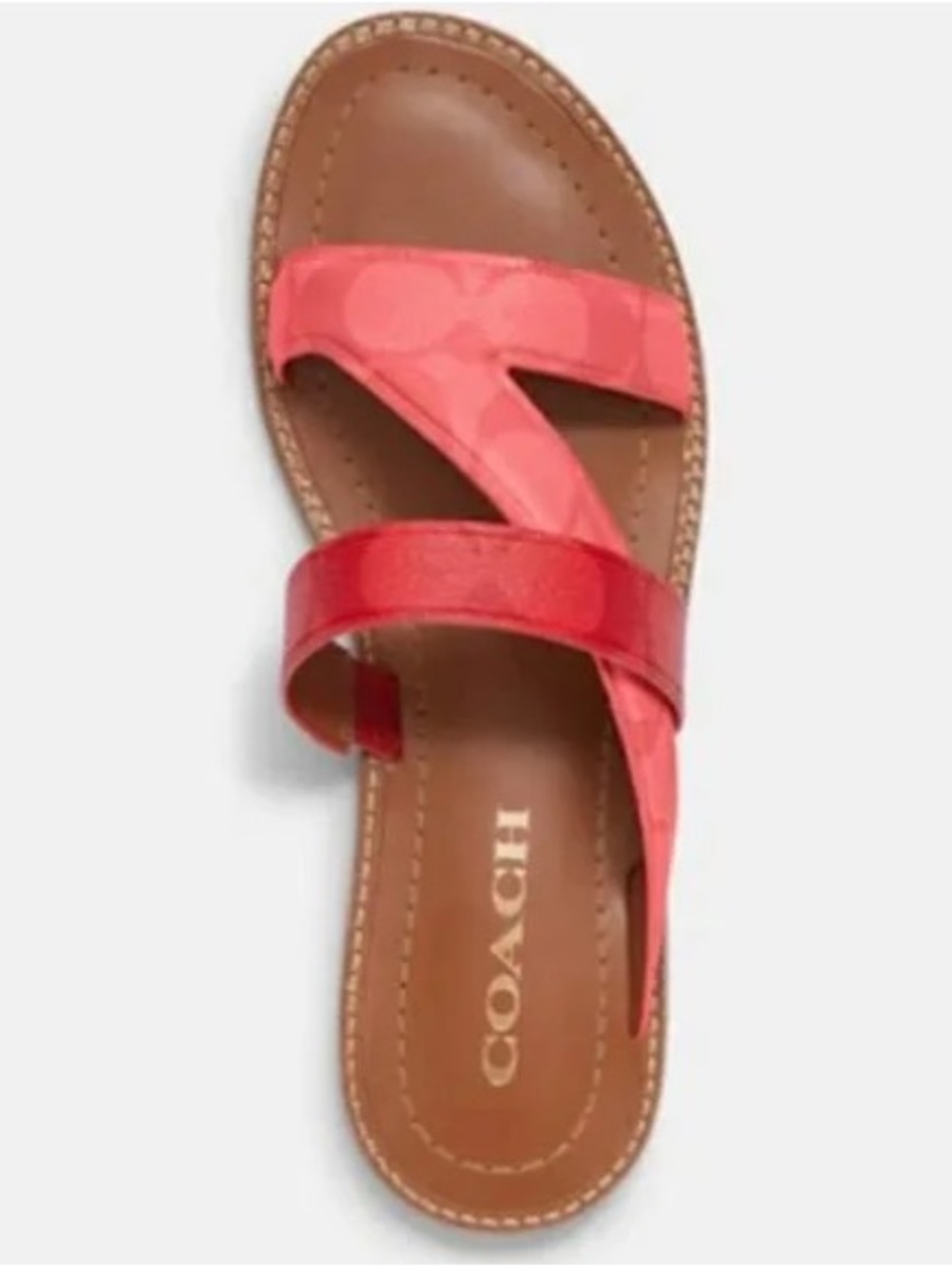 Coach Coral Patent Two‑Strap Slide Sandal